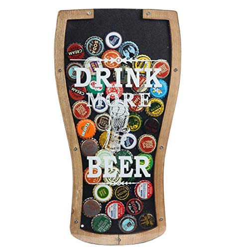 Lily's Home Beer Caps Holder Shadow Box, Makes The Ideal Gift for The Happy and Hydrated Beer Lover, Wood and Plastic. Wall Mount