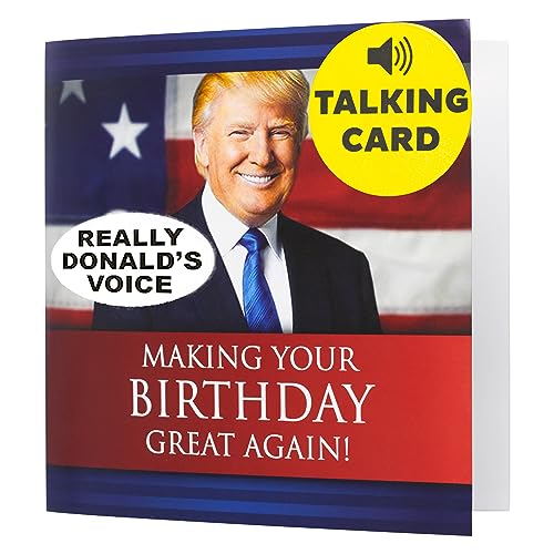 Talking Trump Birthday Card with Trump's REAL Voice (Red) - Trump Birthday Cards for Men, Donald Trump Gifts for Men, Funny Birthday Card for Men & Women, Funny Birthday Gift for Husband, Trump Stuff