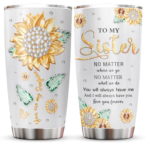 Best Big/Little Sister Gifts from Sisters Tumblers 20oz - Cool/Funny Gifts for Sister from Brother Coffee Mug - Gift for Sister Cup - Christmas Birthday Gift Ideas for Sister - Sister Gift