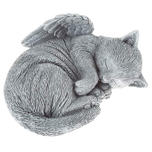 Pure Garden Cat Memorial Stone - Peaceful Sleeping Kitten Angel Statue for Garden, Remembrance, Grave Marker, and Loss - Pet Sympathy Gift (Gray)