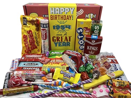 RETRO CANDY YUM ~ 1954 70th Birthday Gift Box Nostalgic Candy Assortment from Childhood for 70 Year Old Man or Woman Born 1954 Jr