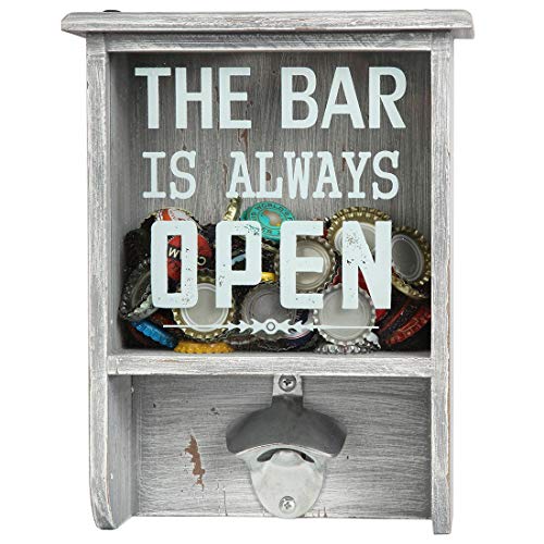 Lily's Home Beer Bottle Opener and Cap Holder, Beer Cap Shadow Box, Makes the Ideal Gift for the Beer Lover. Grey