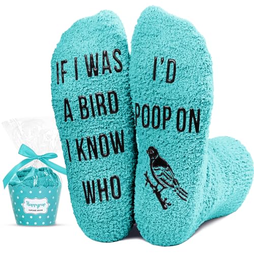 HAPPYPOP Funny Socks for Women, Fuzzy Green Socks Bird Gifts Animal Gifts, Funny Bird Socks Women Animal Socks