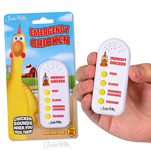 Archie McPhee Emergency Chicken Electronic Sound Maker Gag and Practical Joke Toys, Standard, White