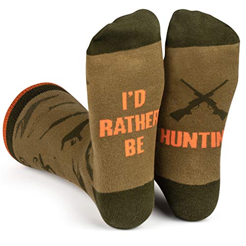 I'd Rather Be - Funny Socks For Men & Women - Gifts For Golfing, Hunting, Camping, Hiking, Skiing, Reading, Sports and more (US, Alpha, One Size, Regular, Regular, Be Hunting)
