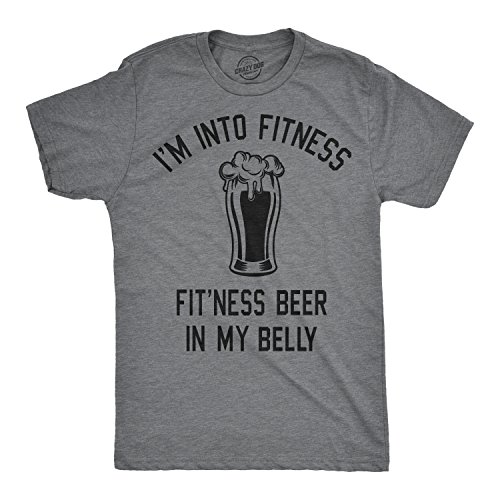 Mens Im Into Fitness Fitting This Beer in My Belly T Shirt Funny Drinking Tee Mens Funny T Shirts Saint Patrick's Day T Shirt for Men Funny Beer T Shirt Dark Grey L