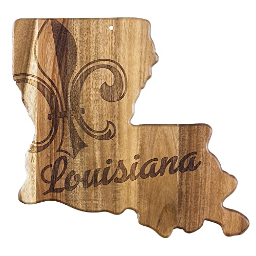 Totally Bamboo Rock & Branch Origins Series Louisiana State Shaped Cutting Board and Charcuterie Serving Tray, Includes Hang Tie for Wall Display 13' x 12' x 0.6'