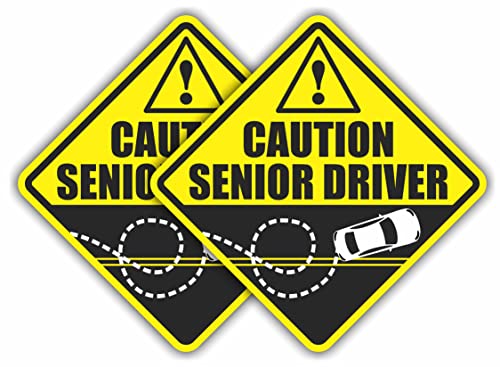 2 Funny Prank Caution Senior Driver Car Magnet Sign Gag Gifts for Elderly Women, Men, New Drivers & Student Drivers, Great Joke Gift for Over 40 & 50 Year Old People & Other UFO Driving Life Forms