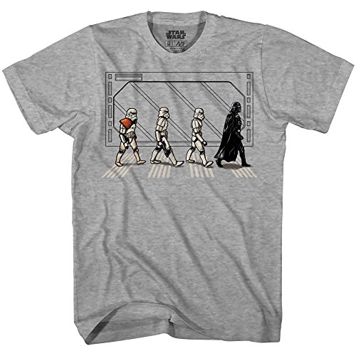 STAR WARS Death Star Road Stormtrooper Crossing Mens T-Shirt (Grey Heather, Medium)
