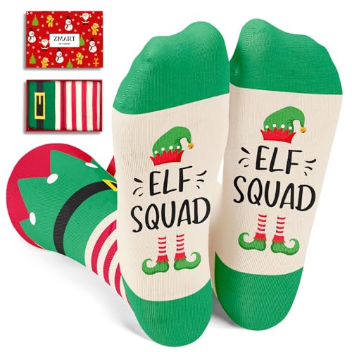 Zmart Funny Christmas Socks for Women Men, Holiday Socks ELF Socks, Secret Santa Gifts Christmas Gifts Stocking Stuffers