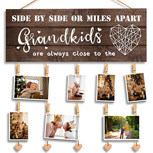 GEMTEND Grandma Gifts Nana Photo Holder, Gifts for Grandmother Present from Granddaughter and Grandson, Clips and Twine for Photo Hanging, Grandkids Photo Frame for The Best Grammy Ever Gifts