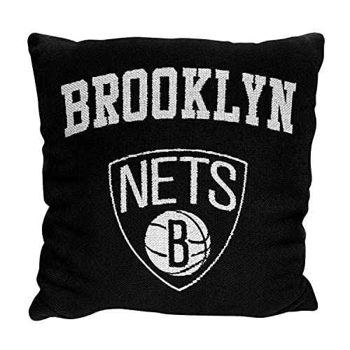 Northwest NBA Decorative Basketball Throw Pillow - Premium Poly-Spandex - 14'x14' - Home Decor with a Stylish Pillow (Brooklyn Nets - Black)