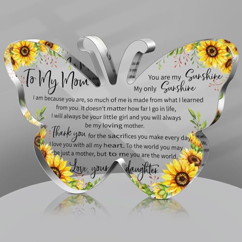Jetec Mothers Day Gifts for Mom Acrylic Mom Gift Birthday Gift Sign Plaque Presents from Daughter Son Grateful Christmas Valentines Birthday Gifts,5.91 x 5.91 x 0.55 Inches(Butterfly)