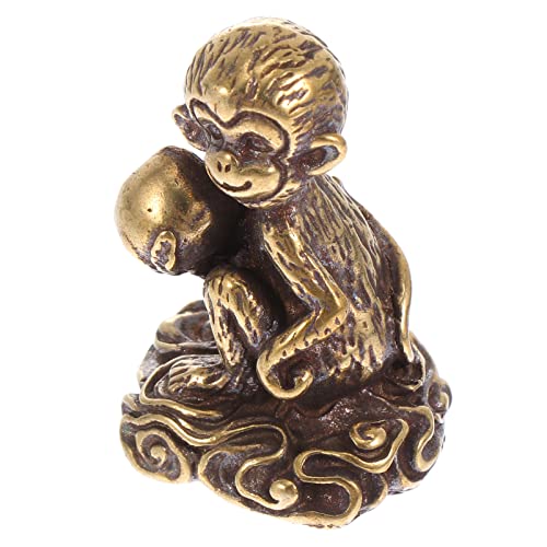 Amosfun Feng Shui Monkey Figurine Brass Zodiac Figurine Chinese Zodiac Charms for Chinese New Year Gift Ornament Toys Wealth Table Decorations