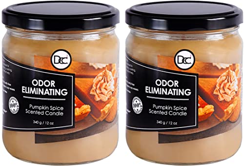 Pumpkin Spice Two Pack Odor Eliminating Highly Fragranced Candle - Eliminates 95% of Pet, Smoke, Food, and Other Smells Quickly - Up to 80 Hour Burn time - 12 Ounce Premium Soy Blend