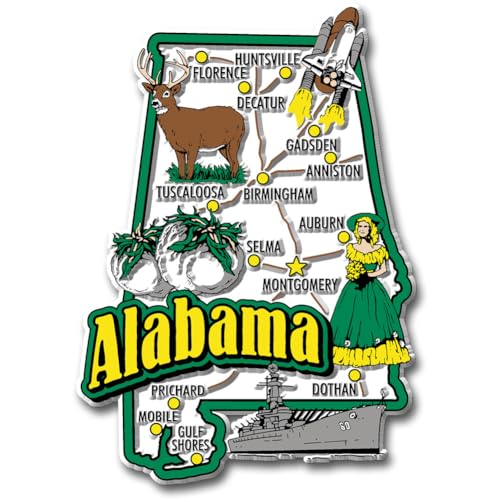 Alabama Jumbo State Magnet by Classic Magnets, 2.9' x 4.1', Collectible Souvenirs Made in The USA