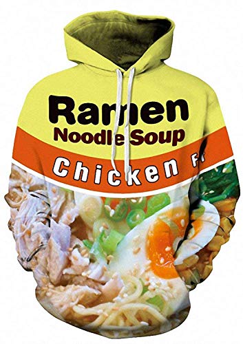 Keasmto 3D Ramen Chicken Noodle Soup Hoodies Food Sweatshirts For Men Women Cotton Cute XL