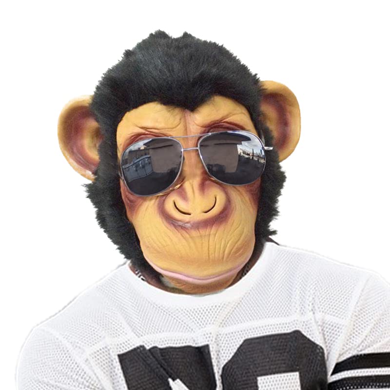 MOLEZU Monkey Mask, Halloween Costume Party Animal Head Mask, Adult Chimp Mask (Money-2)