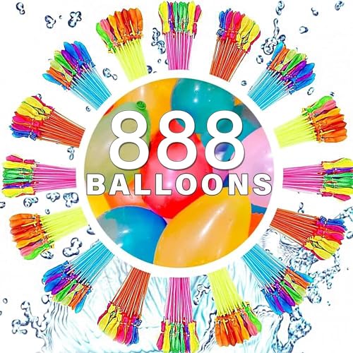 888Pcs Water Balloons, Water Balloons Quick Fill Colorful Air Balloons,Biodegradable Summer Splash Balloon Toys,for Water Bomb Game Fight Sports Fun Party