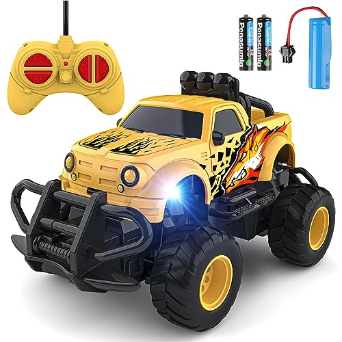 Mafbeanl Remote Control Car for Boys 4-7, 1:43 Scale Mini RC Car for Kids 3-5, Car Toys Truck Xmas Birthday Gifts for Toddlers 3 4 5 6 7 Year Old Boys (Yellow)