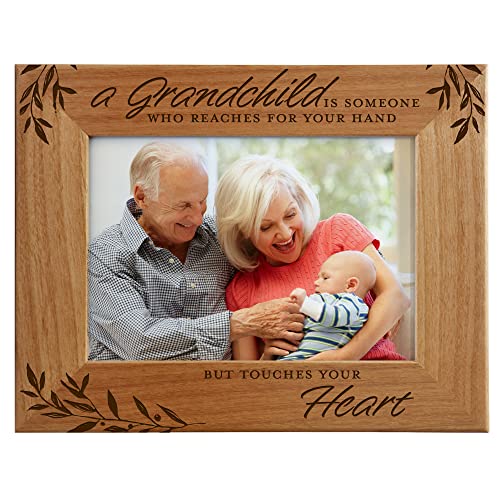 Grandparent Gifts | A Grandchild is Someone Who Reaches For Your Hand But Touches Your Heart | New Grandparent Gifts First Time | Grandma Frame | Engraved Wood Photo Frame Fits 5x7 Horizontal Portrait