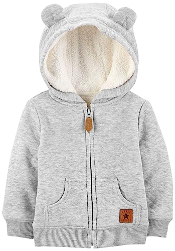 Simple Joys by Carter's Baby Hooded Sweater Jacket with Sherpa Lining, Grey, 24 Months