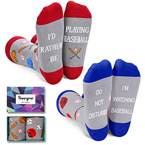 HAPPYPOP Baseball Gifts For Men Teen Baseball Dad Gifts Baseball Player Coach Lover Gifts, Funny Cool Novelty Baseball Socks For Men