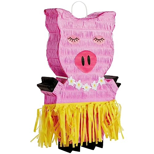 BLUE PANDA Pig Pinata for Tropical Birthday Party Decorations and Hawaiian Luau Party Supplies (Small, 16.5x10x3 in)