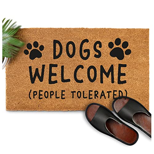 Dogs Welcome People Tolerated Door Mat 30x17 Inch, Funny Dog Doormat, Welcome Mat Dog, Hope You Like Dogs Doormat, Dog Welcome Coir Mat, Dog Welcome Mat Front Door, Dog Front Door Mat, Dog Mat