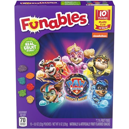 Funables Fruit Snacks, Paw Patrol Shaped Fruit Flavored Snacks, 0.8 Ounce Pouches (Pack of 10)