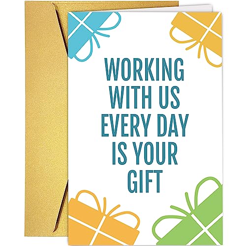 Funny Birthday Card for Coworker, Hilarious Birthday Card for Boss, Humorous Coworker Card, Working With Us Everyday Is Your Gift