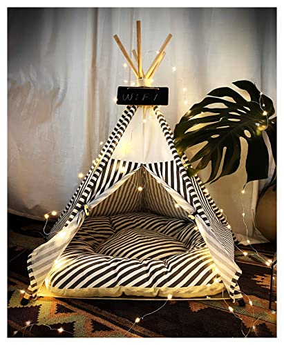 MOWMOWMOW Pet Teepee Tent for Dog House, Teepee Tent House with Thick Cushion Washiable Dog Tent 28' Tall Cat House Dog Teepee