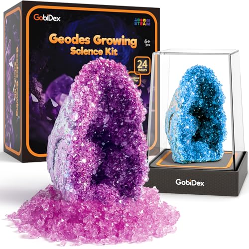 GobiDex Geodes Growing Science Kit for Kids Age 6-8-12, Geodes with Crystals Grow Fast in (24H), STEM Educational Science Experiments Toys, Geology & Rock Enthusiasts Collection, Gifts for Boys Girls