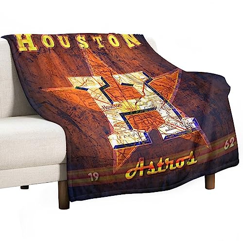 LJHFDM Houston Baseball Throw Blanket Lightweight Flannel Bedding Birthday Christmas Travel Gift Bed Blanket Best Gift for Fans 40x50 Inch