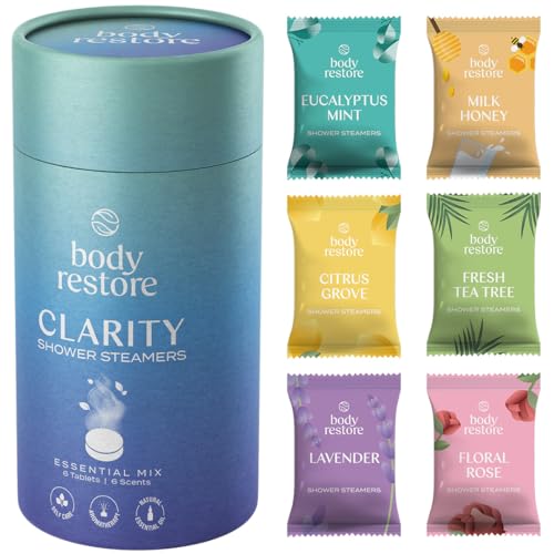 Body Restore Shower Steamers Aromatherapy 6 Pack - Mothers Day Gifts, Relaxation Birthday Gifts for Women and Men, Stress Relief and Luxury Self Care - Variety