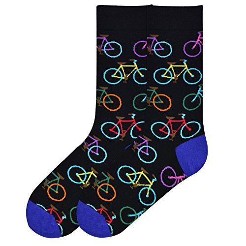 K. Bell Socks mens Sports and Outdoors Fun Novelty Crew Casual Sock, Bright Bikes (Blue), 6 12 US