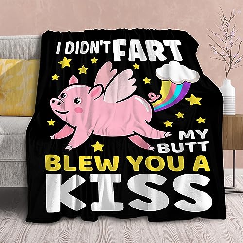 Funny Pig Blanket Gift for Girls Boys- 40x50 Inches Soft Flannel Throws Blankets Funny Gift for Teen Women Men Adult Cute Pig Lover Gifts for Birthday Christmas Halloween Bed Sofa Couch