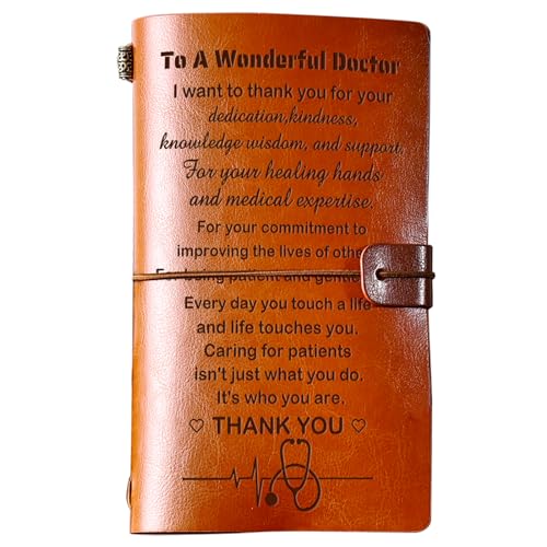 KAAYEE To Doctor Leather Journal -140 Page Keepsake Notebook Gift, Refillable Travel Journal Diary Sketch Book Writing Journal Christmas Gifts for Doctor