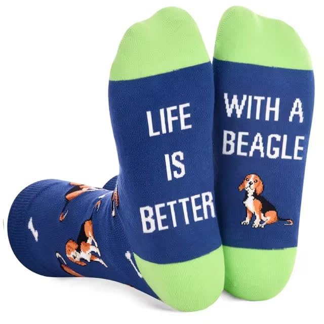 sockfun Novelty Unisex Beagle Socks for Women Men, Crazy Beagle Gifts for Beagle Lovers, Dog Gifts for Dog Lovers