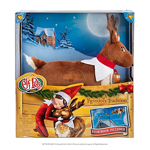 Elf Pets: A Reindeer Tradition - Includes Beautifully Illustrated Hardbound Storybook, Huggable Elf Pet Reindeer Stuffed Animal with Golden Heart Charm and Official Adoption Certificate