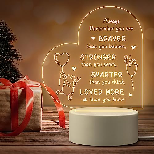 Lunekkh Gifts for Women Friends Kids - Inspirational Night Lamp with Pooh Bear Design - Perfect Gifts for Birthday Christmas Valentines Anniversary Baby Shower, Show Strength and Love