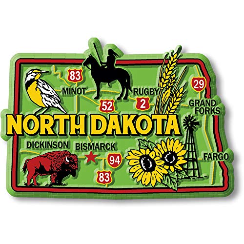 North Dakota Colorful State Magnet by Classic Magnets, 3.4' 2.3', Collectible Souvenirs Made in The USA