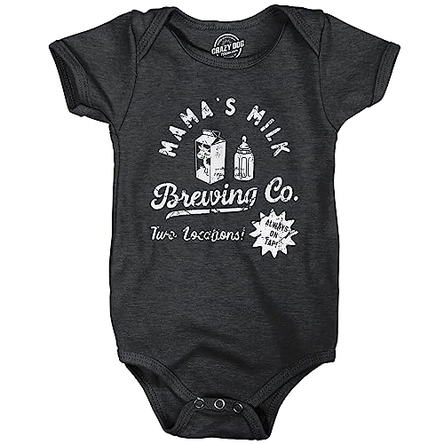 Crazy Dog T-Shirts Mamas Milk Brewing Co Baby Bodysuit Funny Breast Feeding Brewery Joke Jumper For Infants Funny Baby Onesies Funny Sarcastic Onesie Novelty Onesie Black - 18 Months