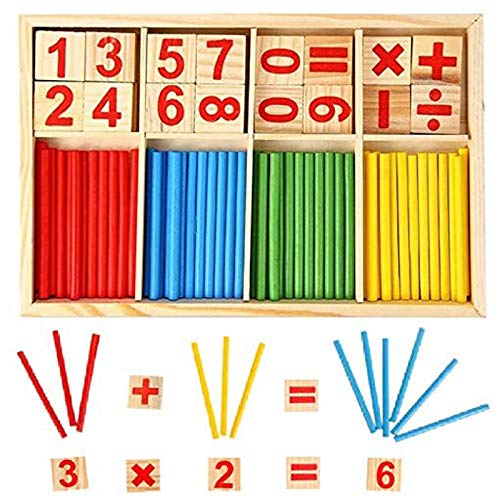 KUTOI Counting Number Blocks and Sticks | Montessori Toys for Kids Learning| Homeschool Supplies for Math manipulatives | Toddlers Educational Wooden rods with Storage Tray