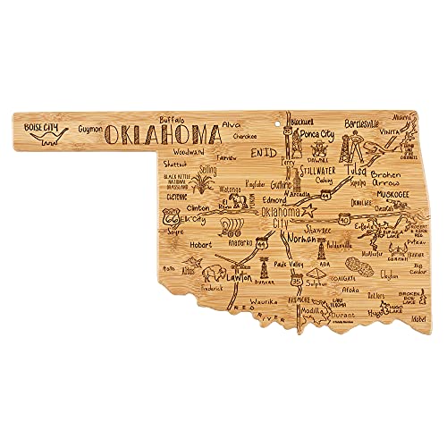 Totally Bamboo Destination Oklahoma State Shaped Serving and Cutting Board, Includes Hang Tie for Wall Display