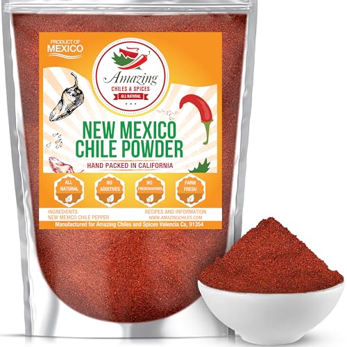 New Mexico Chili Powder (4oz) – Natural and Premium. Great For Stews, Soups, Meat Rubs, Salsa, Enchiladas and More. Moderate Heat. By Amazing Chiles & Spices.
