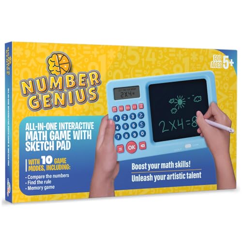CoolToys Number Genius - Interactive Electronic Math Game with Sketch Pad - Educational Math Learning Games for Kids: Addition, Subtraction, Multiplication, Division, Number Comparison & Logic - Blue