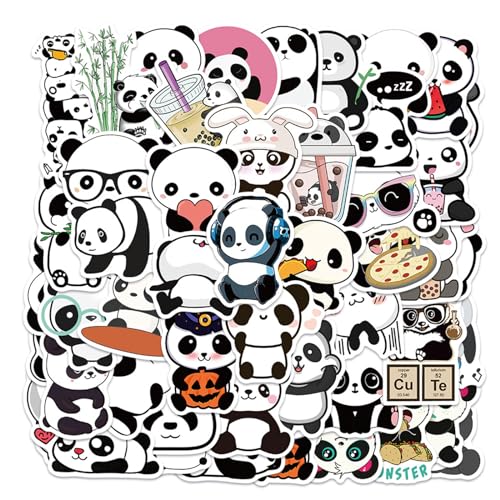 Panda Stickers for Kids Adults Cute Animal Stickers for Laptop Water Bottles Luggage, Icicrim Cute Panda Stickers 50PCS Panda Gifts Party Decorations Cartoon Stickers Pack