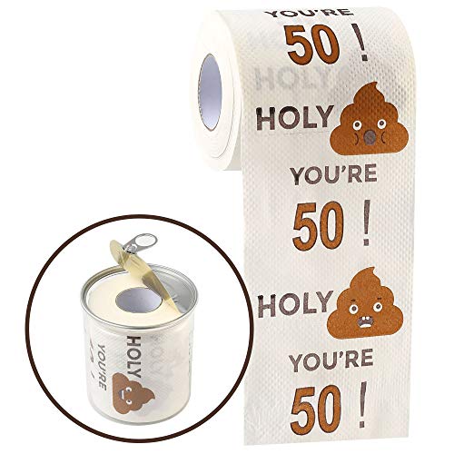 Happy 50th Birthday Gifts for Women and Men, 3-Ply Toilet Paper Roll, Gag Funny Birthday Gift Novelty for 50 Birthday Party Decorations