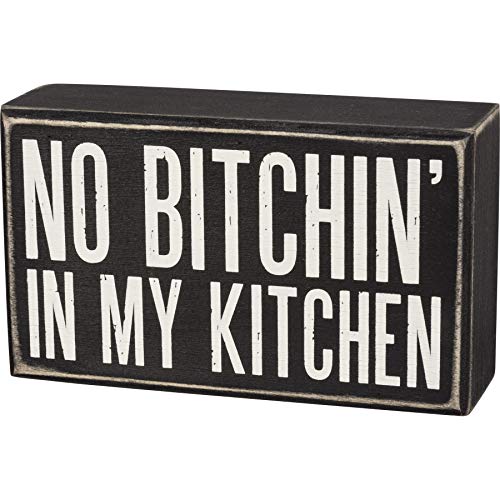Primitives by Kathy Box Sign-in My Kitchen, 6x3.5 inches, Black, White